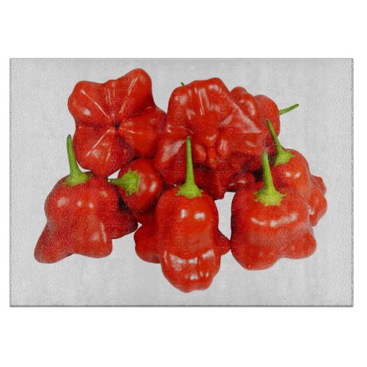 Capsicum Chinense Chili Glass Chopping Board Snijplank (Voorkant)