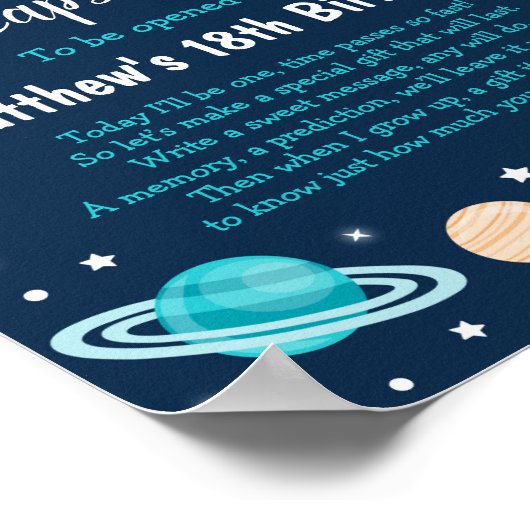 Capsule 1st Birthday Space Rocket Ship Planet Time Poster (Hoek)