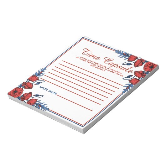 Capsule Poppy Floral Baby shower Time Capsule Notitieblok (Linkerzijde)