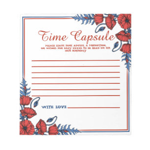 Capsule Poppy Floral Baby shower Time Capsule Notitieblok