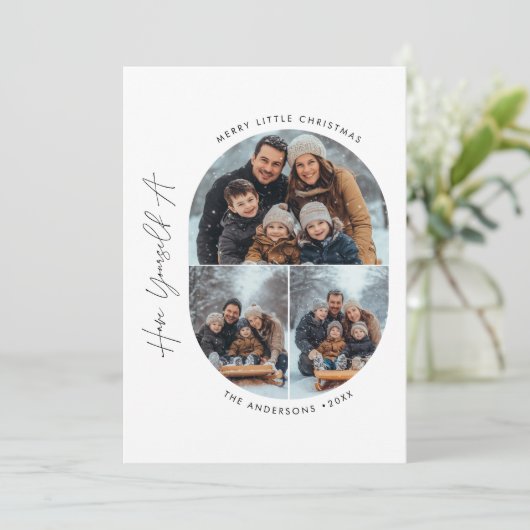 Capsulefoto | Vrolijk kerstfeest kinder familie Feestdagenkaart (Staand voorkant)