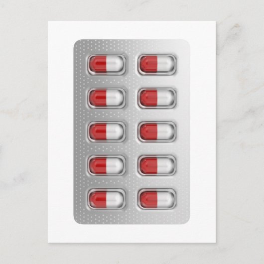 Capsules in blisterverpakking briefkaart (Voorkant)