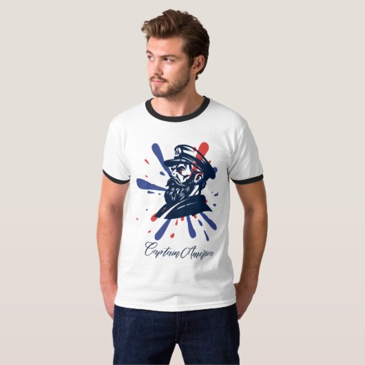 Captain America T-shirt ontwerp met Amerikaanse vl (Voorkant volledig)