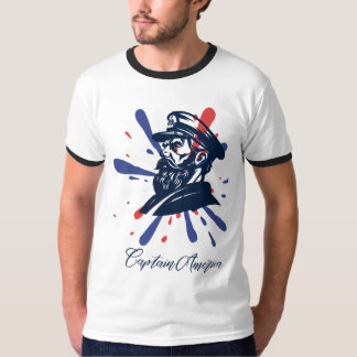 Captain America T-shirt ontwerp met Amerikaanse vl