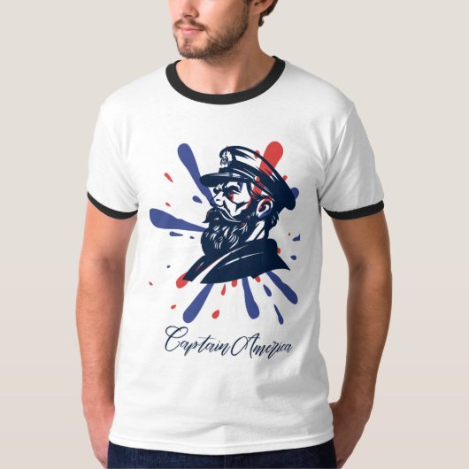 Captain America T-shirt ontwerp met Amerikaanse vl (Voorkant)