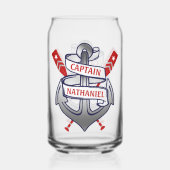 Captain Anchor nautische riemen gepersonaliseerde Blikvorm Glas (Voorkant)