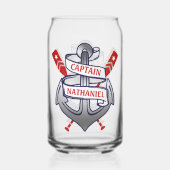 Captain Anchor nautische riemen gepersonaliseerde Blikvorm Glas (Achterkant)