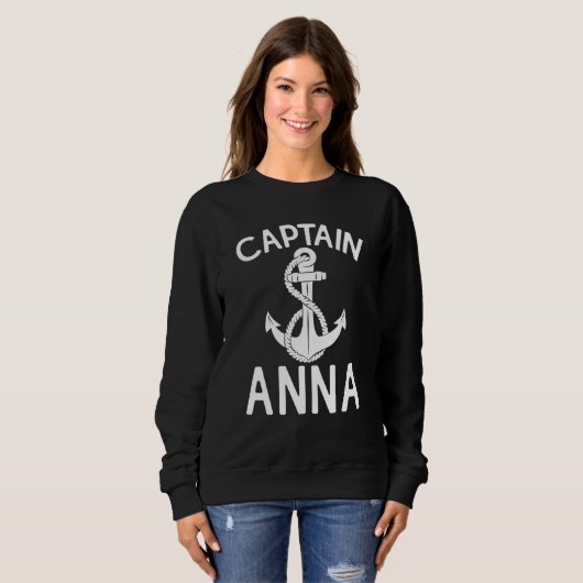 Captain Anna Anchor Yacht Boating Boat Ship Trui (Voorkant volledig)