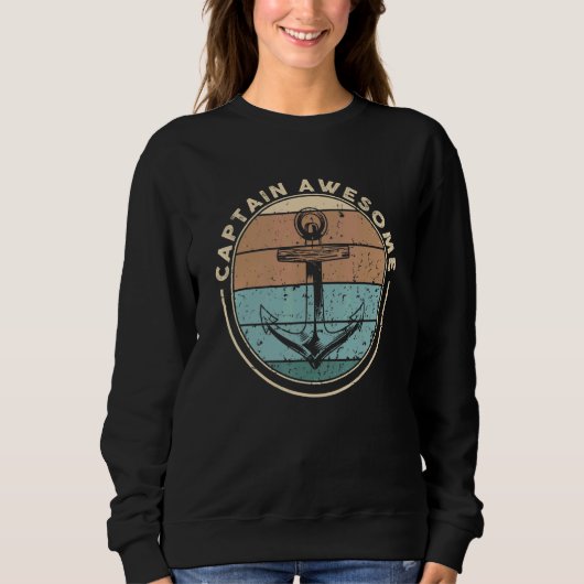 Captain Awesome Boating Sailor Boat Nautical Yacht Trui (Voorkant)