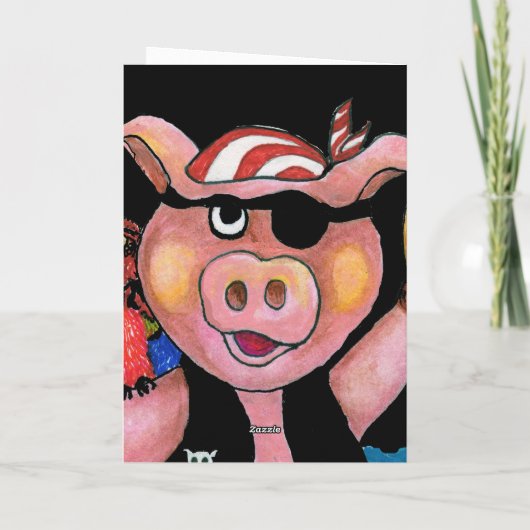 Captain Bacon, Pirate Pig & His Parrot - I love yo Kaart (Achterkant)