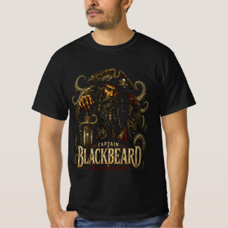 Captain Blackbeard Pirate Tee | Skull, Sword, Naut T-shirt
