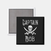 Captain Bob - Vintage Personalized Pirate Boating  Magneet (Voorkant / Achterkant)