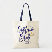 Captain Bride | Moderne Blauwe Kalligrafie Tote Bag (Voorkant)