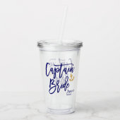 Captain Bruid Nautical Bachelorette-feestje  Acryl Drinkbeker (Achterkant)