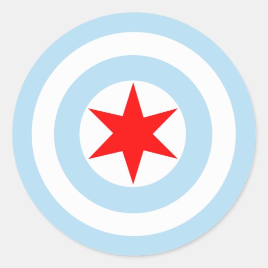 Captain Chicago Flag Shield Ronde Stickers (Voorkant)