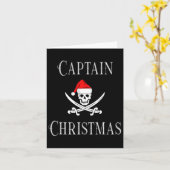 Captain Christmas Holiday Pirate Skull Santa Hat B Kaart (Gele Bloem)
