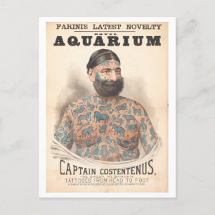 Captain Costentenus getatoeëerd Mannen Vintage Briefkaart