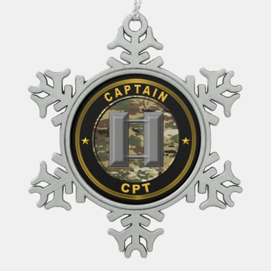 Captain CPT Tin Sneeuwvlok Ornament (Voorkant)
