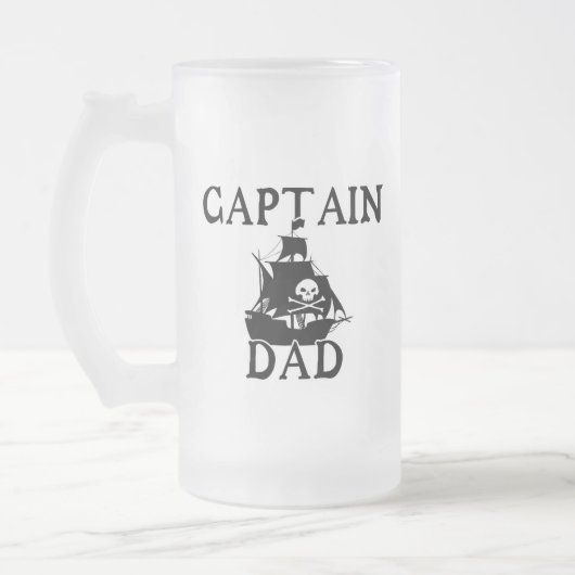 Captain Dad Frosted Glass Mok (Links)