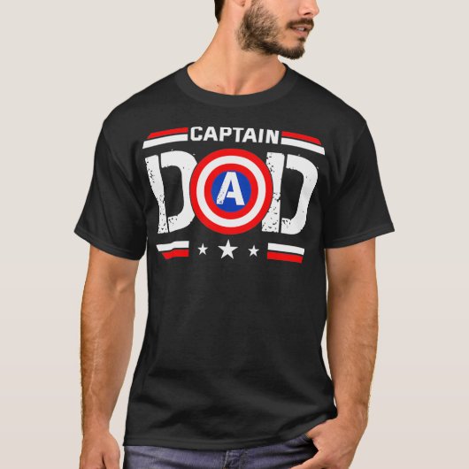 Captain Dad Superhero Funny Men Fathers Day Dad T-shirt (Voorkant)
