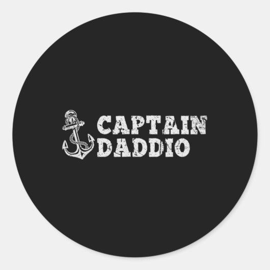 Captain Daddio Zeilboot  Boat Anchor Ronde Sticker (Voorkant)