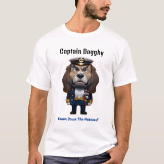 Captain Dogghy Bacon Wit T-shirt