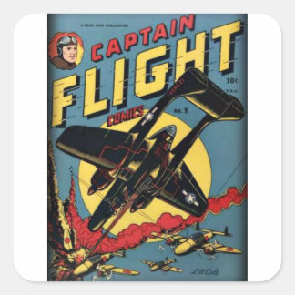 Captain Flight Gouden Eeuw Stripboek Vierkante Sticker