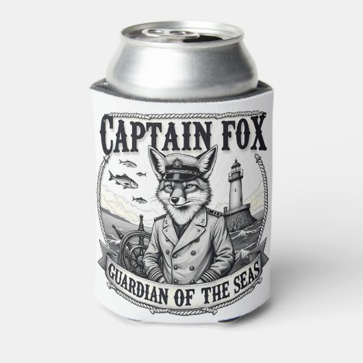 Captain Fox Guardian of Seas Nautical Design Blikjeskoeler (Blikje Achterkant)