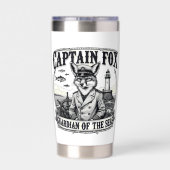 Captain Fox Guardian of Seas Nautical Design Geïsoleerde Drinkbeker (Achterkant)