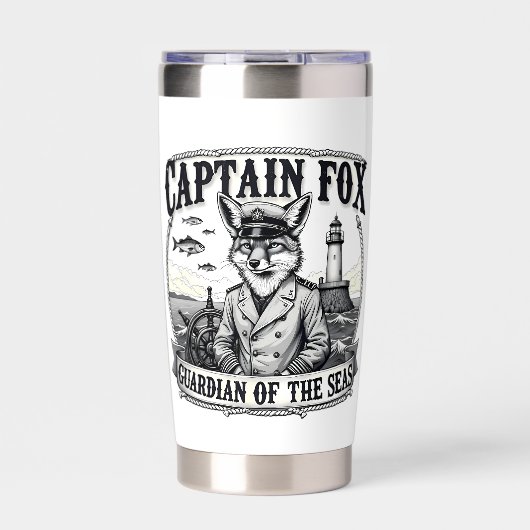 Captain Fox Guardian of Seas Nautical Design Geïsoleerde Drinkbeker (Voorkant)