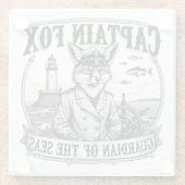 Captain Fox Guardian of Seas Nautical Design Glazen Onderzetter (Achterkant)