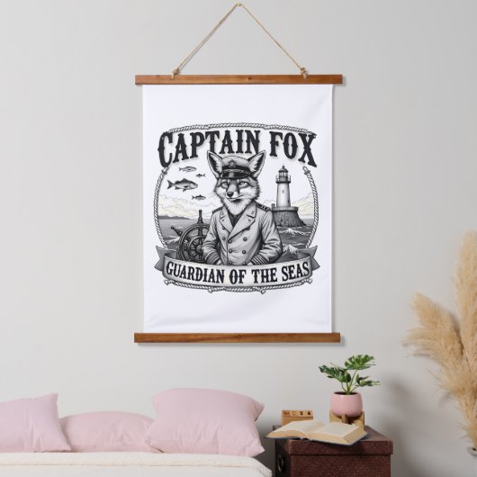 Captain Fox Guardian of Seas Nautical Design Hangend Wandkleed (Slaapkamer)
