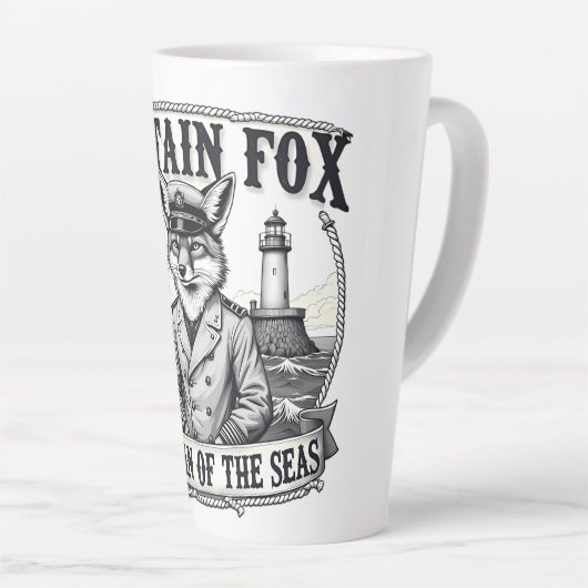 Captain Fox Guardian of Seas Nautical Design Latte Mok (Rechterhoek)