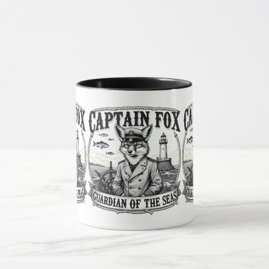 Captain Fox Guardian of Seas Nautical Design Mok (Midden)