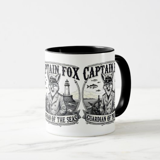 Captain Fox Guardian of Seas Nautical Design Mok (Voorkant rechts)