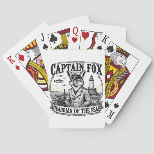 Captain Fox Guardian of Seas Nautical Design Pokerkaarten (Achterkant)