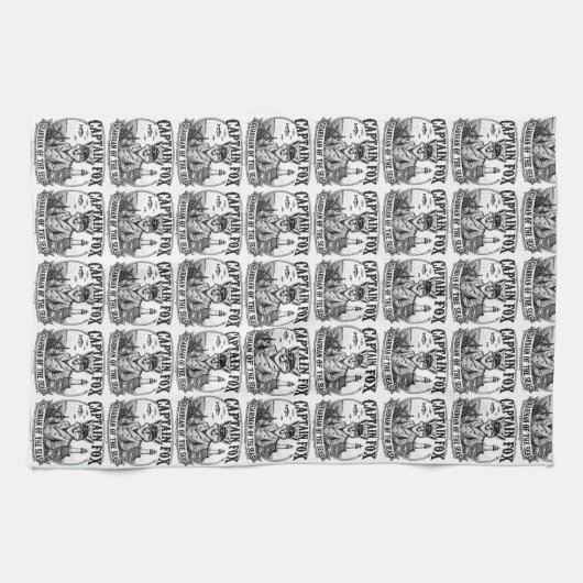 Captain Fox Guardian of Seas Nautical Design Theedoek (Horizontaal)