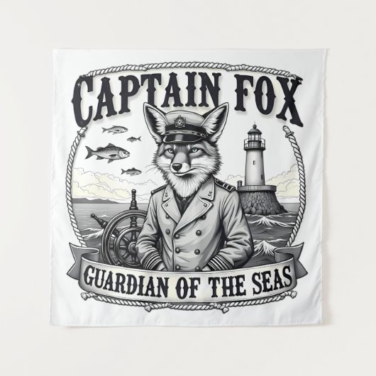 Captain Fox Guardian of Seas Nautical Design Wandkleed (Voorkant)