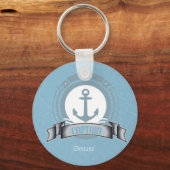 CAPTAIN gepersonaliseerd zeilschip met nautisch em Sleutelhanger (Voorkant)