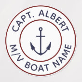 Captain Gepersonaliseerde Blue Anchor Logo ronde l Labels (Design 2)