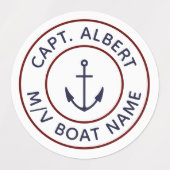 Captain Gepersonaliseerde Blue Anchor Logo ronde l Labels (Design 1)