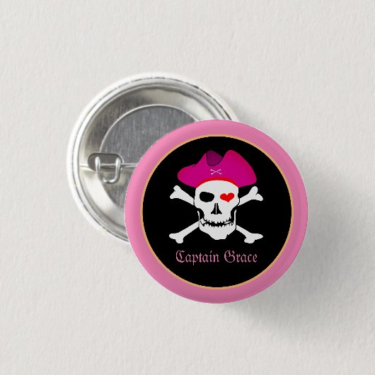 Captain "Grace" & Piraten - Schateiland /Meisjes Ronde Button 3,2 Cm (Voorkant /achterkant)