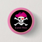 Captain "Grace" & Piraten - Schateiland /Meisjes Ronde Button 3,2 Cm (Voorkant)