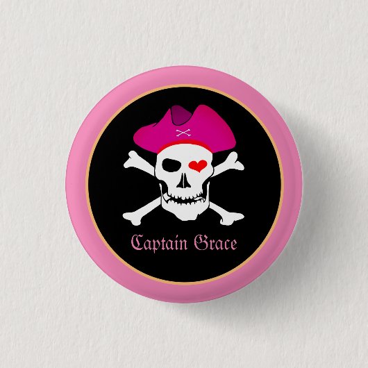Captain "Grace" & Piraten - Schateiland /Meisjes Ronde Button 3,2 Cm (Voorkant)
