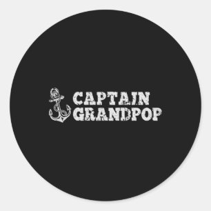 Captain Grandpop Zeilboot Boat Anch Ronde Sticker