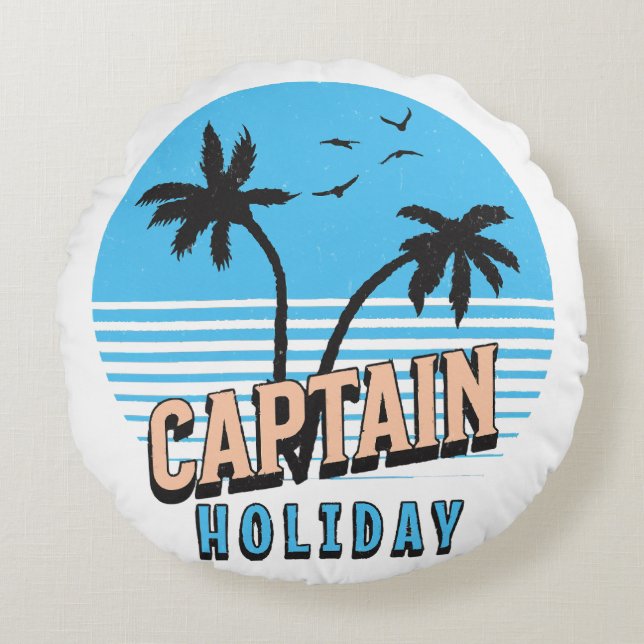 Captain Holiday Rond Kussen (Voorkant)