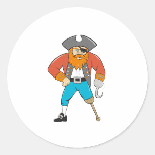 Captain Hook Pirate Wooden Leg Cartoon Ronde Sticker