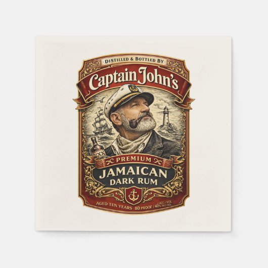 Captain John's Premium Jamaicaanse Rum Drinkservet Servet (Voorkant)