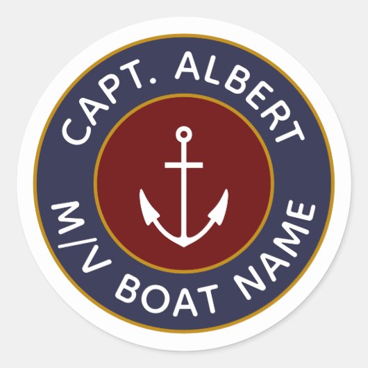 Captain Jouw naam Maroon Logo Ronde Stickers (Voorkant)