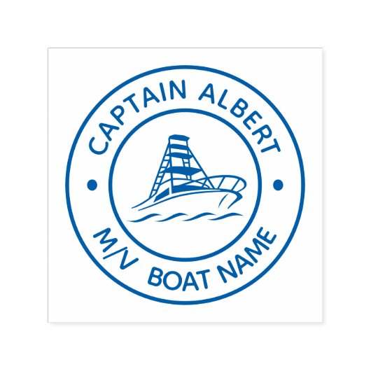 Captain Jouw naam Motorboot Zelfinktstempel Zelfinktende Stempel (Design)